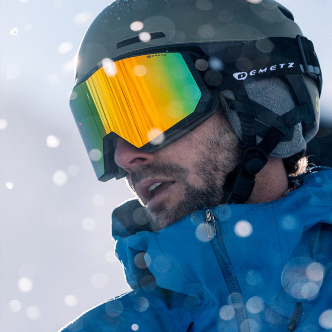 Skieur temps de neige avec masque  Demetz modèle Bordered Noir